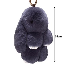 CHUNLINLAODA Cute Bunny Keychain Soft Bunny Keychain Plush Rabbit Keyring Plush Fluffy Pom pom Key Ring Soft artificial Rabbit Faux Fur Key chains for Women Car Handbag Keyring Bag Pendant (dark gray)