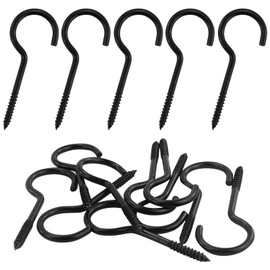 Screw Hooks, M8 x 100 mm, Black, Pack of 5 Ceiling Hooks, Stainless Steel, Heavy Hook Screw, Large, Hooks for Screwing Suitable for Hammocks, Awnings, Hanging Chairs, Rocking Chairs, Fixed Cable,