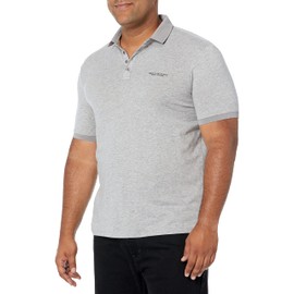 A|X ARMANI EXCHANGE mens Milano/Ny Logo Jersey Polo Shirt, Grey (Bros Bc06 Alloy Htr 3901), Medium US