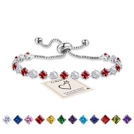 HEEYA January Birthstone Bracelets for Women, Sterling Silver Tennis Bracelets for Women, Adjustable Women Bracelet Crystal Bracelet Jewellery Gifts for Her Birthday Anniversary Christmas Presents