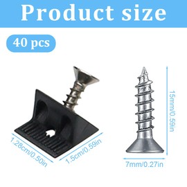 SGERUFZ Pack of 40 Back Wall Connectors, Drawer Wedges, Hanging Drawer Bases, Cabinet Back Wall, Plastic Back Wall Holder with Screws (Black)