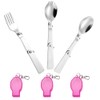 3 PCS Foldable Stainless Steel Spoons Fork with Case Portable