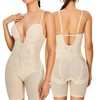 SAYFUT Full Body Shapewear Mid Thigh Mesh strapless Bodysuit Top