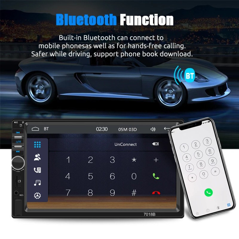 ESSGOO 7" Car Stereo Radio 1DIN Carplay/Androi