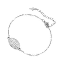 Dreamtimes Virgin Mary Bracelet Rosary Bead Cross Bracelets Religious Baptism Dainty Virgen de Guadalupe Bracelets Catholic Jewelry Gifts for Her (Style 3-S)