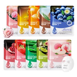 10PCS Hydrating Facial Sheet Mask,Moisturizing Face Masks Gift Set,Long Lasting Face Mask Facial Mask Kit for All Skin Types B