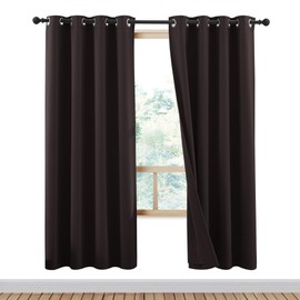 NICETOWN 100% Blackout Window Curtain Panels 72 inches Drop Thermal Bedroom Drapes Curtains (Brown, 2 Pieces, 52 inches Wide Per Panel)