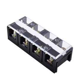 Skweawert 4 Positions Dual Rows 600V 60A Screw Terminal Junction Block, Cable Wire Barrier Block Terminal Strip with Cover Used for Electrical Project, TC-604