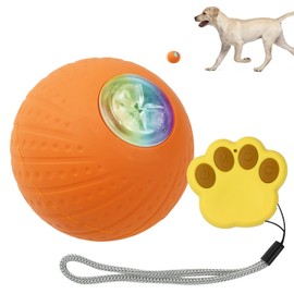 Litinliv Moving Dog Toy Ball indestructible,Interactive Dog Toys with Remote Control,Automatic Moving Dog Ball Toys,Automatic Moving Rolling With LED Light,for Puppy/Small/Medium Dogs