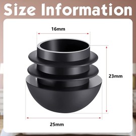 25 mm/ 0.98 Inch Black Plastic End Caps Plugs Chair Leg Inserts for Metal Legs Round Tube Inserts Chair Leg Glide Furniture Protectors