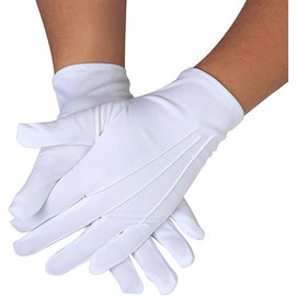 Parade Honor Guard Finger White Mittens Hands Protector Formal Gloves (White, L)