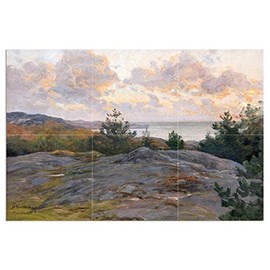Tile Mural Landscape Spruce Trees Stones by Berndt Adolf Lindholm Kitchen Bathroom Shower Wall Backsplash Splashback 3x2 6" Ceramic, Matte