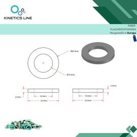 KINETICS LINE Fibre Flat Seal 3/4 Inch Special (24 x 16 x 2 mm) Pack of 100 Sanitary, Heating, Air Conditioning, Ventilation, Piping and Garden (up to 180 °C)