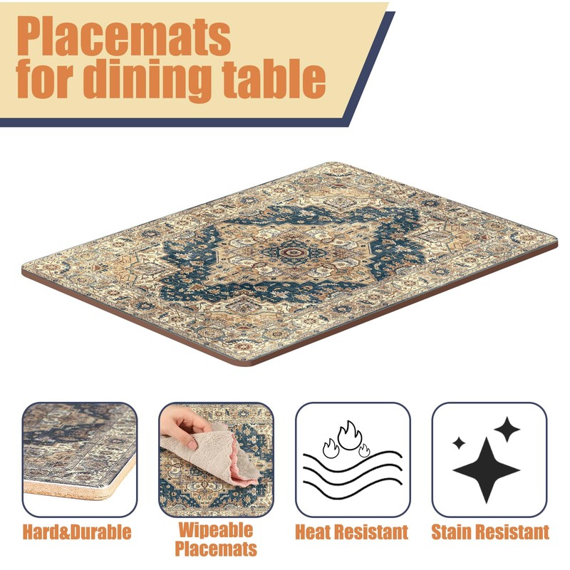 Bucherry 6 Sets Boho Cork Placemats 16 x 12 Inch