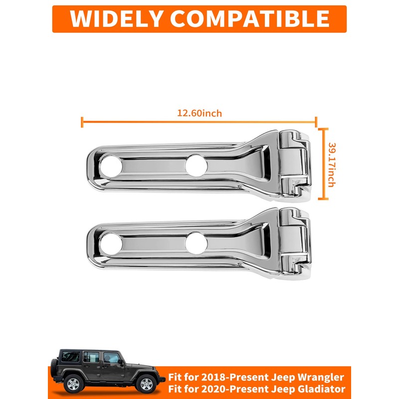 Savadicar 2-Piece Chrome Tailgate Hinge Trim Cover for Jeep Wrangler
