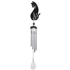 GSC 31104 25 Inch Metal Wind Chime Black Cat