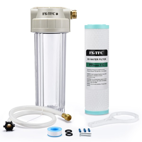 FS-TFC RV Water Filter System Reduces Bad Taste, Odors, Chlorine, Sediment for RVs, Gardening, Farming, Pets and Marines, Drinking & Washing Filter