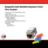 Simply45 Cat6 Shielded Keystone Feed-Thru Coupler - White, Nickel-Plated, Inline/Slim