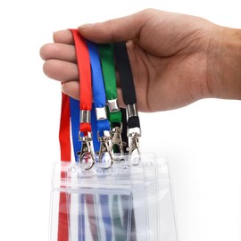 Lanyards 10 Pcs Bulk Lanyard for Id Badges Flat Blue Lanyard with Badge Clip Swivel Hook (10, Blue)