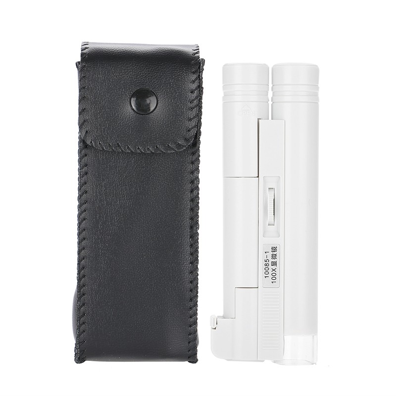 100X Zoom Microscope Double Tube Jewelry Magnifier Pocket Magnifying Glass