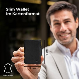 K!DMAN Icarus I Trifold Flip Wallet - Stylish Men's Wallet with Flip Case for 6 Cards I Urban Slim Wallet for Today's Trendsetter, Elegant black, Without coin compartment