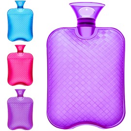 Ledeak Hot Water Bottle, Transparent Hot Water Bag, 1 Litre Large Opening, Safe and Durable Natural Rubber Bed Bottle for Children, Adults, Hot Cold Therapy (Purple)