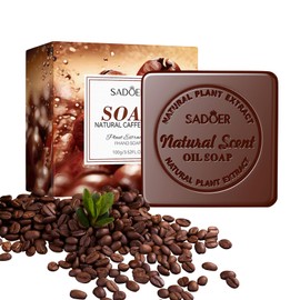 Pack of 2 Solid Soap Coffee, Natural Soap with Essential Oils, 100 g Natural Soap for Hair, Face, Body, Handmade Soap Pieces, Bathing, Showering, Washing, Suitable for All Skin Types
