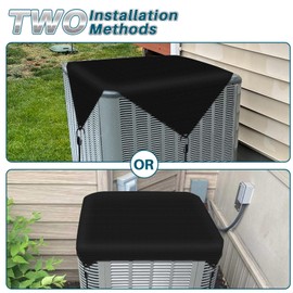 Coarbor 28"x28" Winter Outdoor AC Unit Cover & Dog Kennel Cover - Waterproof, Black with 4 Bungee Cords