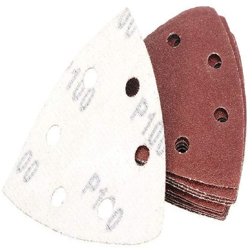 MACHSWON 20 Pcs 6 Hole Hook and Loop Sandpaper Triangle