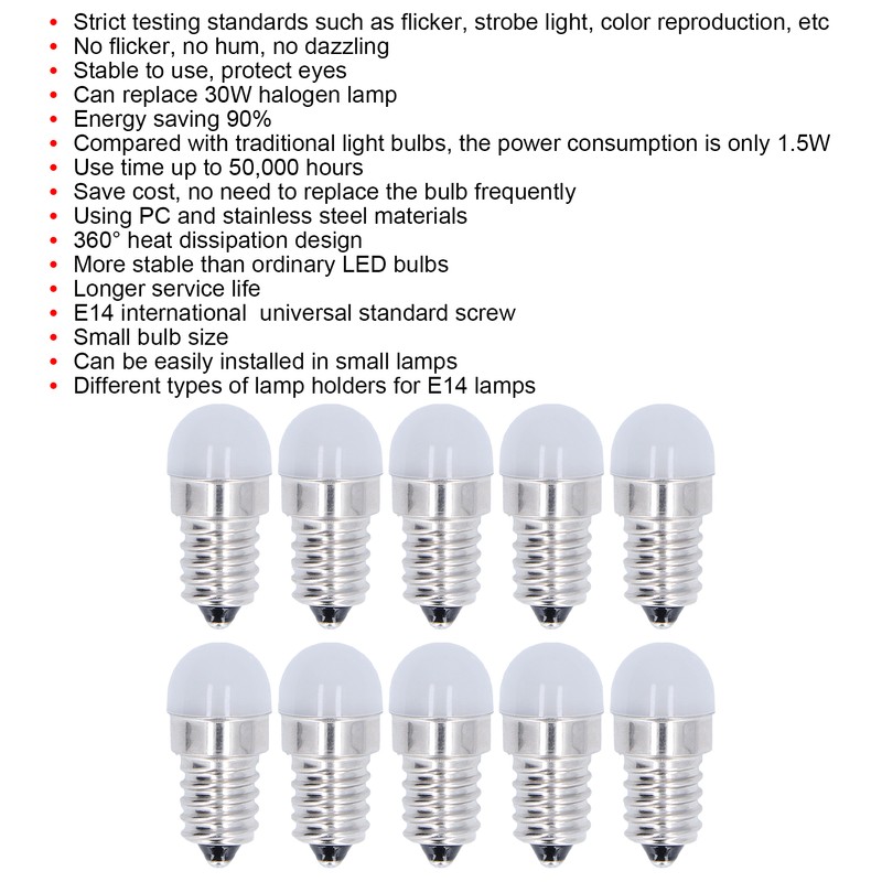 10pcs E14 Bulbs Energy Saving Warm White Light LED Small
