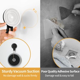 STWWO Suction Cup Hooks for Shower, Powerful Vacuum Suction Cup Hook for Towel, Robe, Loofah, No Hole Punched, Reusable Bathroom Towel Hooks, Black, 4 Pack