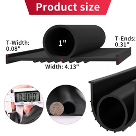 Aggsound 16 Ft EPDM Rubber Garage Door Seal Strip with T-Ends, 5/16" T Ends, 4 1/8" Width, Weatherproof & Flexible Threshold Buffer, Black
