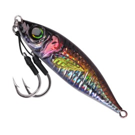 Slow Pitch Jigs Saltwater Fishing Jigging Lures Glow Vertical Metal Jigs with Assist Hooks Butterfly Jigs 3D Printing Offshore Deep Sea Ocean Fishing Pitching Lures for Tuna Kingfish Bluefin