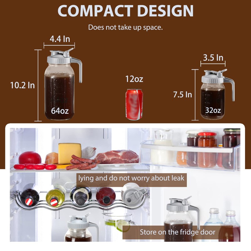 Cold Brew Coffee Maker Pitcher, 64 Oz Heavy Duty Wide