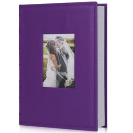 RECUTMS Premium Leather Cover Family Wedding Anniversary Baby Vacation Life Record Photo Album 300 Pockets Holds 4x6 Photos 3 Pockets Per Page Picture Book (Purple)