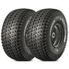 MaxAuto 2Pcs 15X6.00-6 Front Tire and wheel Assembly Replacement for Craftsman John Deere Riding Mowers, 3" Centered Hub with 3/4" Axle Bore,Dark Gray Rim