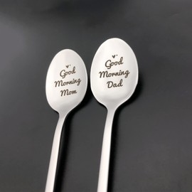 Mom and Dad Gifts for Parents Good Morning Mom Dad Spoon Christmas Birthday Gifts Mothers Day Fathers Day Gift Anniversary Spoon Gift Parents Gifts from Kids