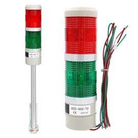 Baomain Industrial Warning Signal Tower Lamp LTA-502T DC 24V 3 Wires Red Green Continuous Light