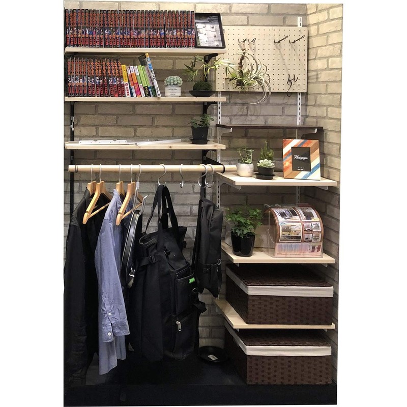 Waki Sangyo Pipe Bracket, Pilashell Series, Hanger, Closet, Black, Hole