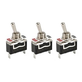 Powice 3 x Toggle Switch 12 V/15 A, Mini Boat 2-Pin Switch, 12 V, 12 V/230 V Switch, Suitable for Installation in Homes, Cars and Electrical Devices, Black