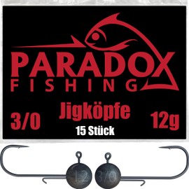 Paradox Fishing Jig Heads Set 15 x 12 g 3/0 I Jig Heads Rubber Fish with Jig Head for Rubber Fish Perch Pike Zander Fishing Accessories