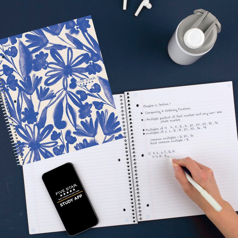 Five Star Spiral Notebook + Study App, 1 Subject, College