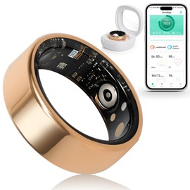 YULUCKGO Smart Ring Health Tracker for Women Men - Heart Rate Blood Oxygen Sleep Monitor Steps Counting IP68 with No Subscription Fee(7#)