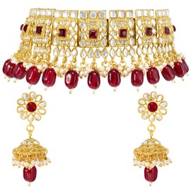 Aheli Indian Traditional Jewelry Kundan Choker Necklace Earring Jewelry Set Gift for Women