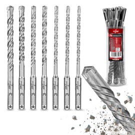 Ironhand Germany - SDS Plus Drill Bit Set of 7 - 5 mm, 6 mm, 6 mm, 8 mm, 8 mm, 10 mm, 12 mm - Concrete Drill, Hammer Drill Bit for Reinforced Concrete, Concrete, Masonry - 4 Solid Carbide Cutting