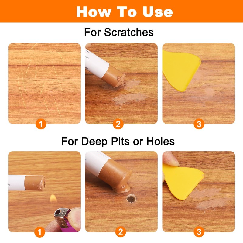 HARFINGTON Wood Filler Sticks 6 Colors Wooden Wax Touch Up