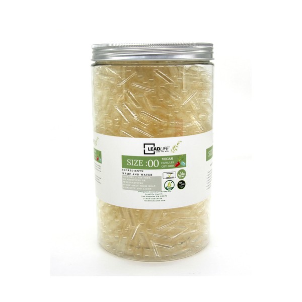 LEADLIFE Empty Capsules - 500 Count Clear Empty Vegan Capsules