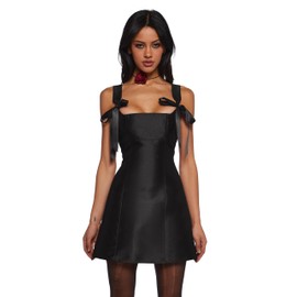 Dolls Kill Pixie Stardust Mini Dress by Current Mood - Taffeta Dress with Fit and Flare Silhouette, Perfect for Special Events - Black, X-Small