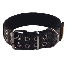 Yunleparks Tactical Collar for Medium Large Dogs, Heavy Duty Metal Buckle, Soft Neoprene Padded, Nylon Wide (Medium, Black)