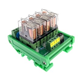ANMBEST 4 Channel AC/DC 24V Rail Mount Relay Interface Module PNP NPN SPDT 16A Pluggable Power Relay, G2R-1-E